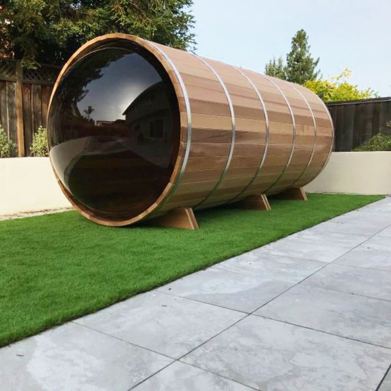 Outdoor Red Cedar Panoramic View Barrel Sauna